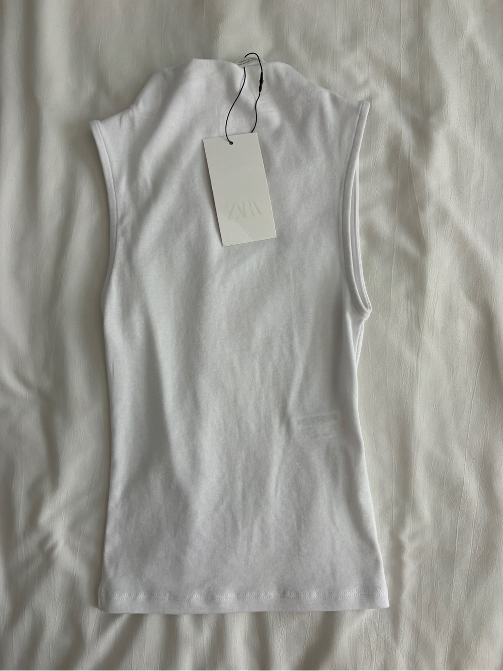 Zara Sleeveless White Crewneck Tank Top - Small - Picture 4 of 6